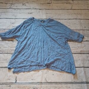 Top Ligne Light Blue Rayon Blend Oversized Lagenlook T Shirt S